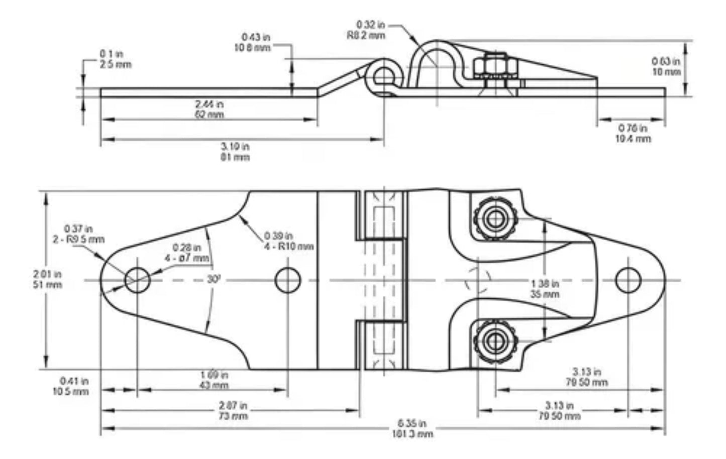 Bisagra Lateral Para Puerta Cortina Whitting